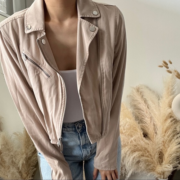 Abercrombie & Fitch Cropped Beige Cream Moto Utility Jacket - Picture 5 of 14